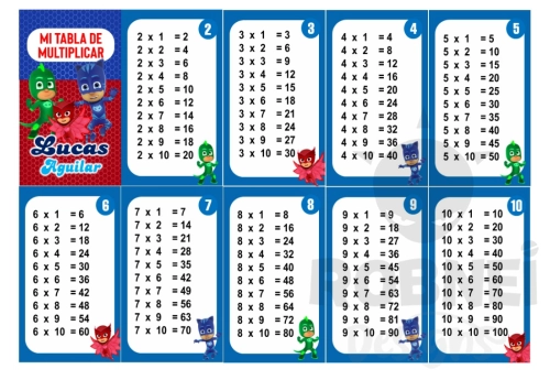 Heroes en pijamas Tabla de Multiplicar